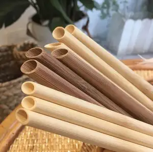 Сделанные на заказ натуральные биоразлагаемые экологически чистые трубочки из бамбукового волокна для сока Boba, трубочки для напитков из бамбука