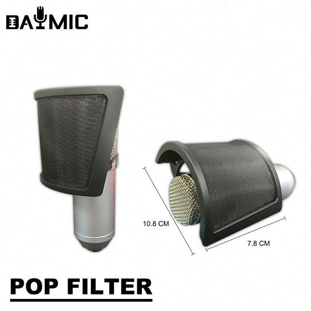 NEW High Quality Trapezoid Shape Microphone Wind Screen Metal Studio Pop Filter With Mic Shield Foam