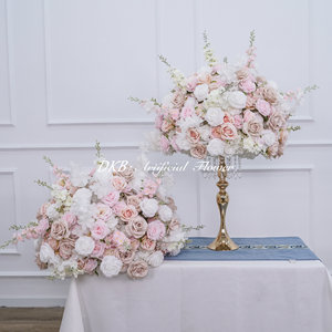 Dkb Mới Nhất Thiết Kế Đám Cưới Centerpieces Bảng Sắp Xếp Bất Cảm Ứng Màu Hồng Lụa Rose Cho Đám Cưới Đề Nghị - Product Image 6