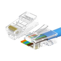 Conector RJ45 de 100 Uds., 8P8C CAT5 CAT6, enchufe de paso, Cable de red extremo de chapado en oro, conector Modular, extremos de crimpado UTP
