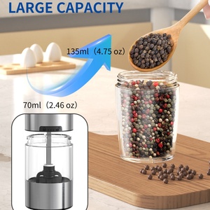 Battery Operated Salt <b>Pepper</b> Automatic Salt <b>Grinder</b> Electric Salt and <b>Pepper</b> <b>Grinders</b> with Blue LED Light Adjustable Coarseness - Product Image 4