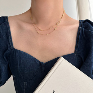 Collar de acero inoxidable chapado en oro 2024 Conjunto de joyas de collar único <span class=keywords><strong>Y</strong></span> para mujer - Product Image 2