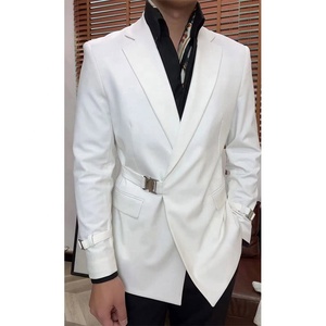 Dernière <span class=keywords><strong>tenue</strong></span> pour <span class=keywords><strong>homme</strong></span>, blazer noir à boucle, costume blanc tendance pour <span class=keywords><strong>homme</strong></span>, veste, manteaux - Product Image 3