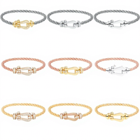 Gelang Gesper Tapal Kuda Berkualitas Tinggi Mewah Ringan Kristal Penuh Tali Kawat Besi Emas Mawar Perhiasan DIY Wanita Hadiah Ulang Tahun