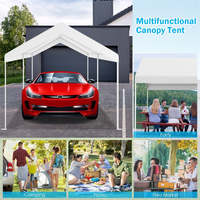 Auvent de voiture personnalisé robuste |   Abri de stockage extérieur imperméable 10x20 pieds |   Tente de réception commerciale pour garage avec fenêtres latérales
