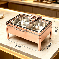 Série Buffet Commercial : Réchauds à Gaz en Acier Inoxydable, Ensemble de Buffet de Luxe Doré pour Restaurant et Hôtel
