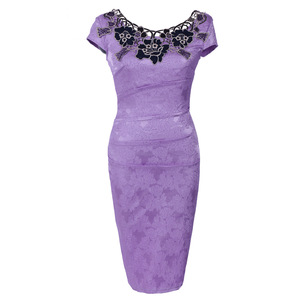 Vestido lápis de cintura alta, vestido lápis para mulheres, cintura alta, estampado, pescoço redondo, para primavera - Product Image 6
