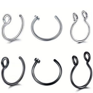 3 unids/set anillos de nariz falsos para mujeres y hombres Clip de acero inoxidable <span class=keywords><strong>en</strong></span> anillos de labios anillo de nariz Piercing joyería - Product Image 4