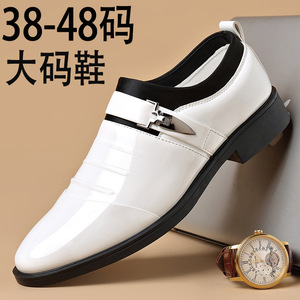 Zapatos de Vestir de Cuero Patentado para Hombre, Blancos, Tallas Grandes 38-48, Cierre de un Toque, para Oficina, Carrera, Ropa Formal - Product Image 1