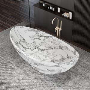 Baignoire en acrylique <span class=keywords><strong>de</strong></span> luxe pour <span class=keywords><strong>bain</strong></span> profond en intérieur, pierre artificielle, grande salle <span class=keywords><strong>de</strong></span> <span class=keywords><strong>bain</strong></span>, douche, baignoire autoportante surdimensionnée pour adultes - Product Image 4