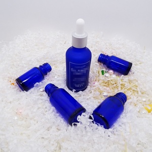 Envase Cosmético de Vidrio Azul Cobalto Vacío de 30ml 50ml 60ml, Botella Redonda para Aceites Esenciales con Gotero - Product Image 2