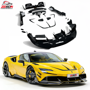 Kit carrosserie Ferrari <span class=keywords><strong>SF90</strong></span> en fibre de carbone sèche MSY : Lame avant, diffuseur arrière, spoiler, jupes latérales, canards, capot moteur - Product Image 1