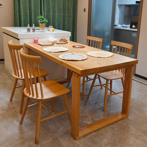 Table à manger rectangulaire en bois massif nordique, structure stable en chêne, meubles de salle à manger - Product Image 3