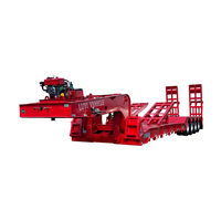 Vente directe usine : Semi-remorque plateau bas à col de cygne détachable 120T avec échelle hydraulique pour équipement lourd