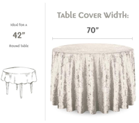 Élégante nappe ronde blanche crème de 70 pouces en velours écrasé durable avec une belle dentelle pour un usage domestique