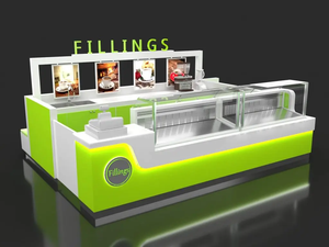 New Cafe Display Cabinet with LED Lighting <strong>Kiosk</strong> Showcase <strong>for</strong> Wooden Coffee Shop Interior Design Store Commercial Furniture - Product Image 2