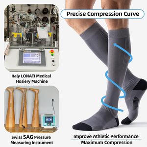 Calcetines de Compresión Médica sin Costuras con Logotipo Personalizado, hasta la Rodilla, 20-30 mmHg, el Mejor Soporte para Atletismo, Correr y Ciclismo, para Hombre y Mujer - Product Image 5