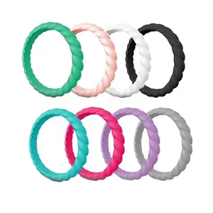 2022 Eco-Life Hot Selling Custom Colorful Ladies Circle Ring Elastic Silicone Engagement Ring Wedding
