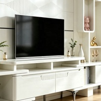 Meuble TV blanc moderne pour salon, console multimédia brillante, étagères de rangement, vitrine, unités murales, support TV en bois pour téléviseur de 65 pouces