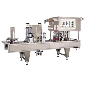 Automatic Plastic Mineral Water Yogurt Cup Filling Capping Sealing Machine