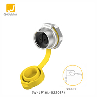 Connecteur industriel E-Weichta LP16 Jaune Femelle Montage sur panneau 10A Étanche IP68 Prise d'alimentation aviation 2/3/4/5/7/8/9 broches