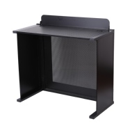 UD101 Table de DJ professionnelle, façade de cabine DJ portable en acier avec sacs de transport, pliable, blanc et noir