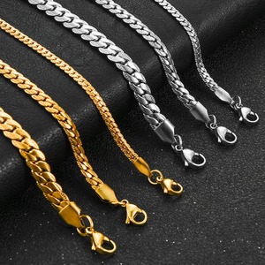 Collana Lunga a Catena Cubana in Acciaio Inossidabile Goffrato 3mm/4.5mm/6mm, Stile Retrò Robusto, per Uomo e Donna, Colore Argento/Oro - Product Image 2
