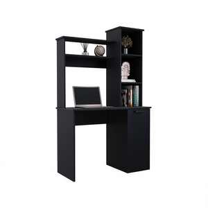Muncy Bureau d'ordinateur avec grande surface de travail Armoire à porte unique avec étagères à trois niveaux Rangement dans un clapier - Product Image 1