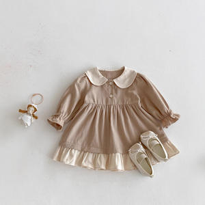 ชุดเดรสเด็กผู้หญิงสไตล์เกาหลีตะวันตก คอลเลคชั่นฤดูใบไม้ร่วง 2025  แบบเจ้าหญิง  คอปกแต่งลูกไม้ แขนยาว ลายเรียบ สำหรับเด็ก - Product Image 2