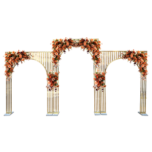 Golden metal <b>frame</b> floral background stand iron material movable party stage decoration background wedding <b>arch</b> supplies - Product Image 1
