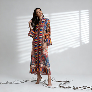 Robe Abaya élégante de haute qualité en polyester avec strass thermocollants, nouveau style personnalisé pour femmes musulmanes - Product Image 2