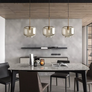 Luminaire suspendu en <span class=keywords><strong>verre</strong></span> rétro industriel E27, style nordique, lustre pour loft, cuisine, restaurant, lampe suspendue minimaliste, <span class=keywords><strong>suspension</strong></span> LED - Product Image 4