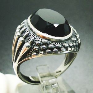Men's Antique Silver & <b>Rhodium</b> Plated 925 Sterling Silver Gemstone <b>Rings</b> with Zircon for Wedding or Party - Product Image 5