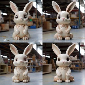 ตุ๊กตากระต่ายพีวีซีขึ้นรูปตามสั่ง สูงสุด 3.9 นิ้ว ของตกแต่งภายในบ้าน สไตล์โมเดิร์น ของขวัญสำหรับห้องนั่งเล่น - Product Image 2