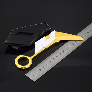 Spada Artiglio Frenesio d'Oro Viola Valorant, Modello di Arma in Metallo con Fodero in Pelle Pieghevole, Oggetto da Collezione per Videogiochi - Product Image 4