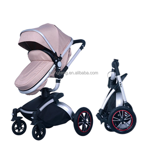 Poussette combinée 3 en 1 en cuir PU en forme d'œuf pour bébé, berceau, siège auto, <span class=keywords><strong>nacelle</strong></span>, poussette multifonction pour bébé - Product Image 4