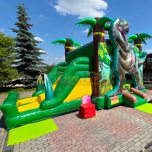 T-rex dual lane wet combo commercial kids outdoor <b>inflatable</b> bounce <b>house</b> with water slide - Product Image 6