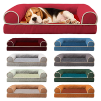 Kingtale Modernes Modisches Haustiersofa, orthopädisches Hundebett mit abnehmbarem, wasserdichtem Wollbezug, einfarbig, waschbar
