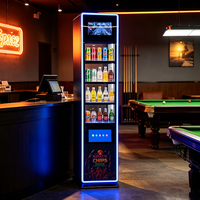 Étagère de présentation personnalisée sur pied à 4 niveaux avec éclairage LED, en acrylique, pour bouteilles de boissons, présentoir de produits, présentoir de spiritueux avec écran LCD