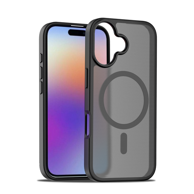 Frosting Matte Semi-Transparent Soft Edge Hybrid TPU PC Magnetic Shockproof Phone Case for 17