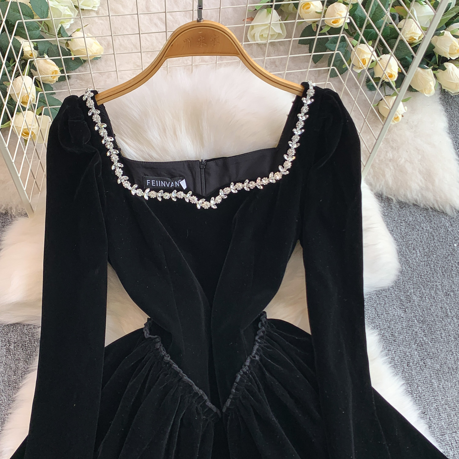 velvet winter formal dresses Womens Bow Tie Neck Long Sleeve High Waist Casual Loose Swing Ruffle A-line Mini Yellow M Sleeve Length Xflwam Womens Crew Neck Bell