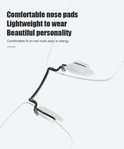 Kính mắt không gọng titan unisex cao cấp họa tiết trắng xanh thời trang, khung chữ nhật, kính đọc sách - Product Image 6