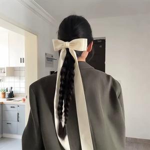 Pince <span class=keywords><strong>à</strong></span> cheveux Big Cream Bow de style français avec queue de ruban Couvre-chef doux et élégant pour les filles - Product Image 5
