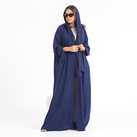 Abaya Kimono Longue en Polyester Texturé Froissé, Respirante et Légère, à Manches Amples, Longueur Ras du Sol, pour Femme Musulmane