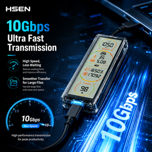 Transparent Cyber Design NVMe SSD Case 10Gbps USB C External M.2 SSD Enclosure with Real-Time Monitoring - Product Image 2