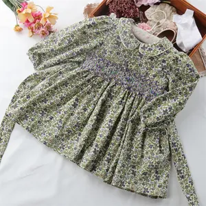1-8 years old wholesale fall baby girls smocked children clothing hand made long sleeve boutiques customized