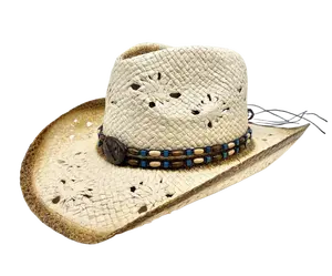 Sombrero de paja trenzado de ala ancha estilo resort colorido transpirable para mujer nuevo sombrero de vaquero hueco de verano