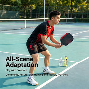 Pala de Pickleball Sólida Negra con Borde Rojo, Núcleo de Álamo Tipo Panal de Abeja, 40 Orificios, Plegable, Ligera, Duradera, para Niños y Adultos - Product Image 5