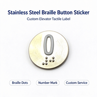 Autocollant tactile en braille pour bouton d'ascenseur en acier inoxydable, étiquette personnalisée, modèle 005, Chine, pour l'orientation publique accessible