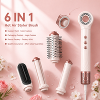 Brosse coiffante électrique en céramique 6-en-1 à air chaud, fer à boucler double tension pour voyage, vente en gros, OEM ODM, couleur personnalisée, marque privée
